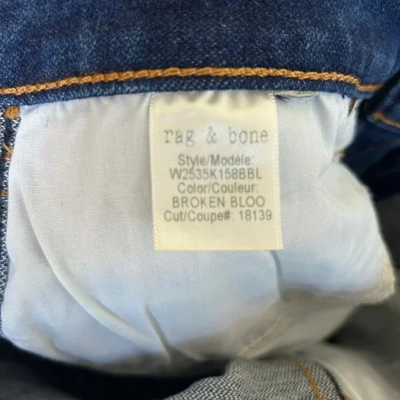 Rag & Bone Vintage Cigarette Jeans Broken Bloo Size 27 - Picture 10 of 14